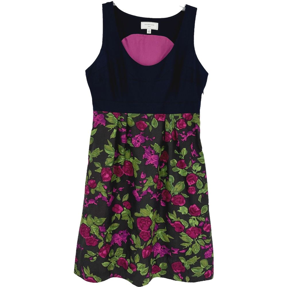 Anthropologie Moulinette Soeurs Dress Dinner For Two Black Floral Pockets Size 8